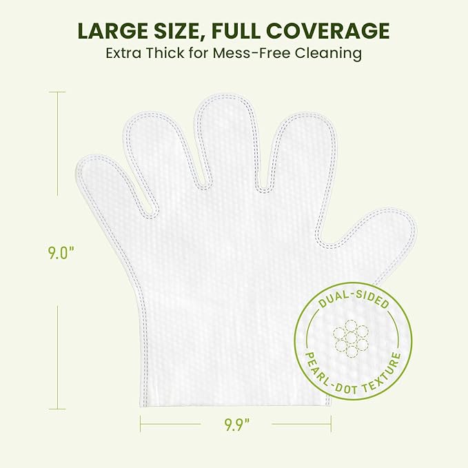 12PCS Hypoallergenic Pet Glove Wipes for Dogs & Cats - Quick Clean & Deodorizing Between Baths & Travel | Dog Washing Wipes for Fur, Butt, Paws, Eyes & Ears |Cat Cleaning Gloves for Grooming & Bathing
