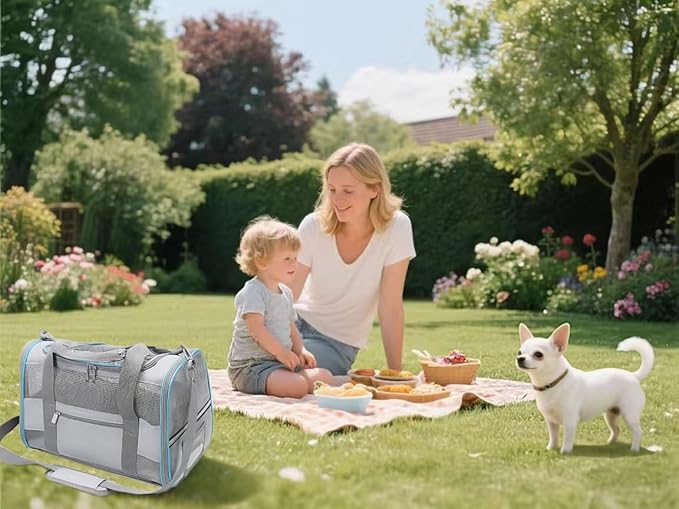 Soft Side Cat Carrier Airline Approved for Puppy Kitten Dog Carriers for Small Medium Cats Under 15lb, Collapsible TSA Approved Travel Pet Carrier, Pink with Grey