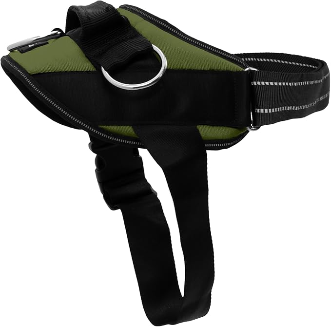 ShawnCo Essential Dog Harness, No-Pull Pet Vest with 3 Leash Clips, No Choke, Reflective, Adjustable and Padded, for Easy Walking and Training for Small, Medium and Large Dogs (Olive Green, S)