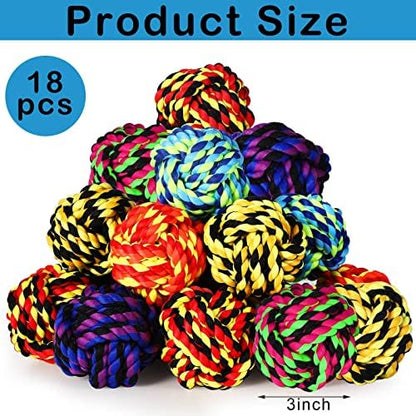 18 Pcs Dog Rope Ball Dog Rope Toy for Aggressive Chewer Toy for Small Medium Puppy Ball for Puppies Pack for Teething Chew Biting Training 2.99 Inches - Image 2