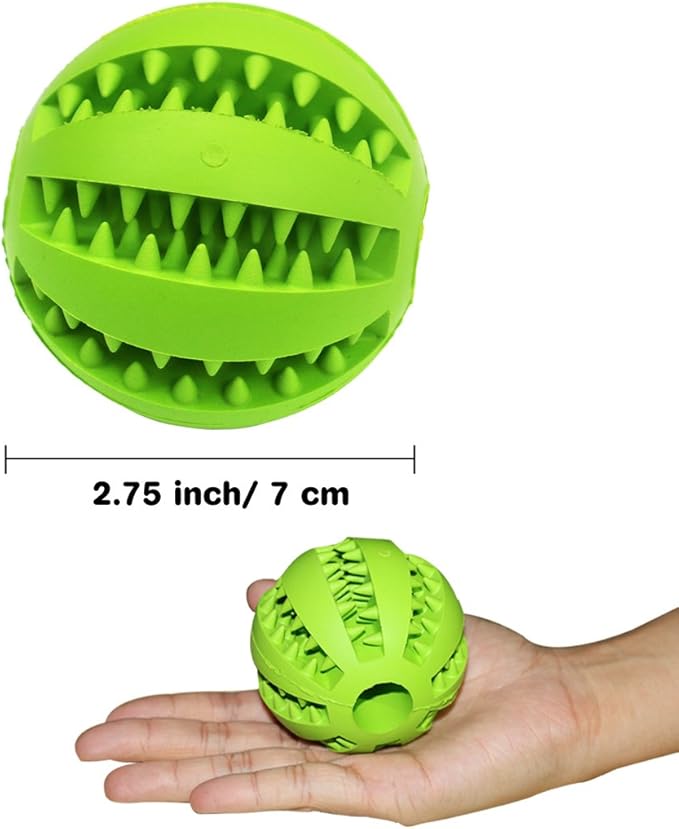 Idepet Dog Toy, Nontoxic Bite Resistant Toy for Pet Dogs Puppy Cat, Dog Pet Food Treat Feeder Chew Tooth Cleaning Exercise Game IQ Training Ball (3.15 inch, Blue&Green)