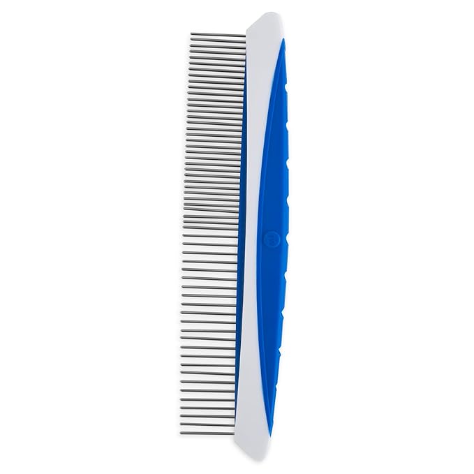 JW Pet Company 8-Inch Gripsoft Rotating Comfort Comb, Fine and Coarse,Gray/Yellow