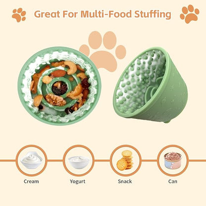 Dog Slow Feeder Lick Bowl,Anxiety Relief Treat Dispenser, Non-Slip Anti-chocking Pet Dish, Interactive Puzzle Toy for Small Medium Large Breed,Freezable BPA Free Silicone Dishwasher Safe
