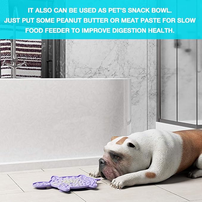 Dog Lick Mat for Dogs 2Pcs, Dog Lick Pad with Strong Suctions to Wall, Dog Licking Mat to Slow Feed Dog Bowls, Dog Puzzle Toys for Pet Bathing, Calming Mat for Dog Boredom Relief(Purple)