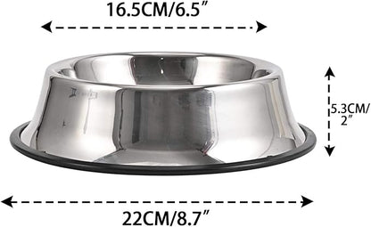 2Packs Stainless Steel Dog Bowl with Anti-Skid Rubber Base for Small/Medium/Large Pet, Perfect Dish, Pets Feeder Bowl and Water Bowl Perfect Choice for Dog Puppy Cat and Kitten (16oz)
