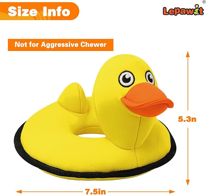 Squeaky Dog Toys, Floating Dog Toys for Indoor or Outward Play, Swim Ring Design Interactive Dog Gifts for Small and Medium Dogs - Yellow Duck