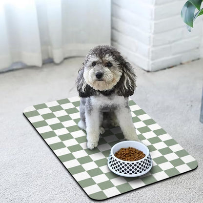 Dog Food Mats for Floors Waterproof, Pet Water Bowl Mats Pet Feeding Absorbent Placemats Plaid 16 * 24 inch - Image 6