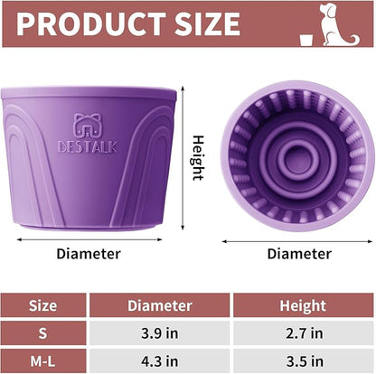Dog Lick Bowl, Bestalk Anxiety Relief Slow Feeder Dog Lick Mat Treat Dispenser, Non-Slip Dog Licking Bowl Dog Enrichment Toys for Small Medium and Large Breed Dogs, BPA Free Silicone(Purple,M-L)
