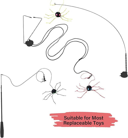 Cat Wand Spider Refills, Teaser Wand Cat Toy Replacement, Spider Replacement Refills, Cat Spider Toys, Interactive Cat Toy Attachment for Indoor Cats and Kitten, (Black)