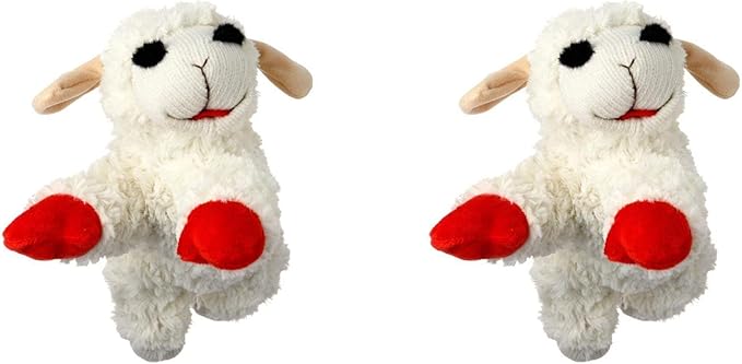 Multipet International Lambchop Plush Squeak Toy Mini for Pets, 6-Inch [2-Pack]