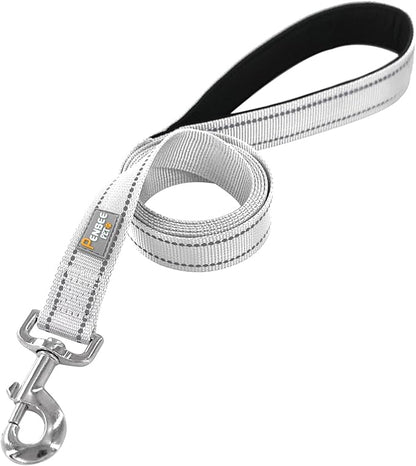 Dog Leash 6 FT Padded Handle Nylon Reflective Dogs Leashes for Large Dogs Silver