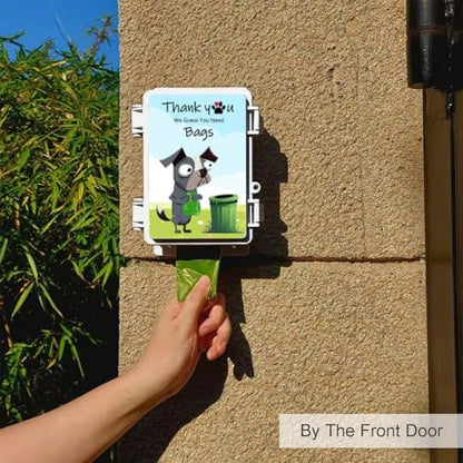 Dog Poop Bag Dispenser Wall Mounted Waterproof Outdoor Pet Waste Bags Dispenser Station with Cute Doggie Poo Images Post, Pole, Fence Mountable fits Home, Porch, Patio, Yard（colored,only dispenser) - Image 4