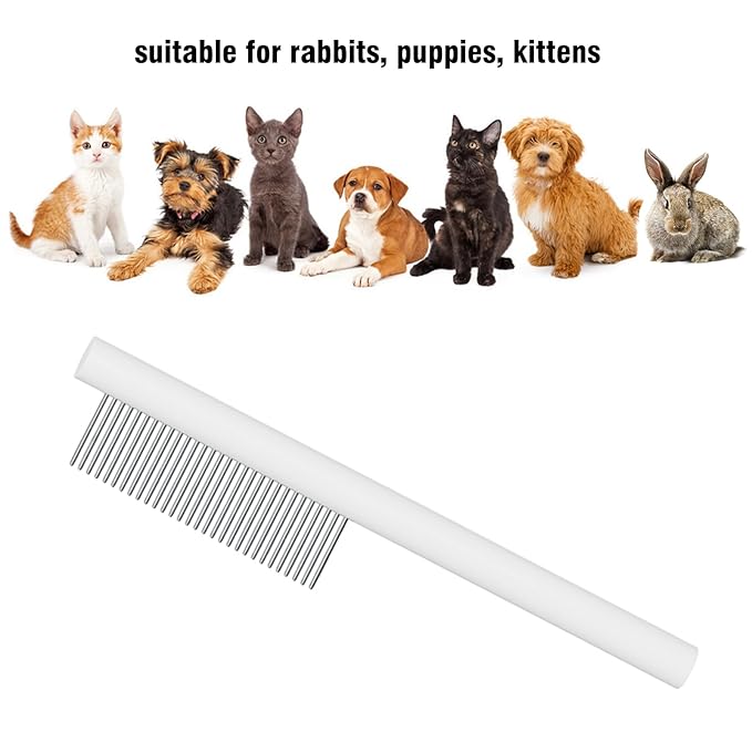 Cat comb dog comb, Pet Comb for Grooming Logh Haired Dog and Cat Comb, Removes and Prevents Matted Fur Brush, Stainless Steel Teeth Grooming Comb for Pet Cleaning Styling Hair