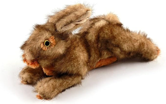 ALL FOR PAWS Classic Rabbit Squeaky Doy Toy, Bunny Dog Toy for Small Medium Breed, Puppy Fetch Toy with Squeaker, Plush Chew Dog Toy, 8 x 2.8 x 4.7 inches, Brown Rabbit -Small Size