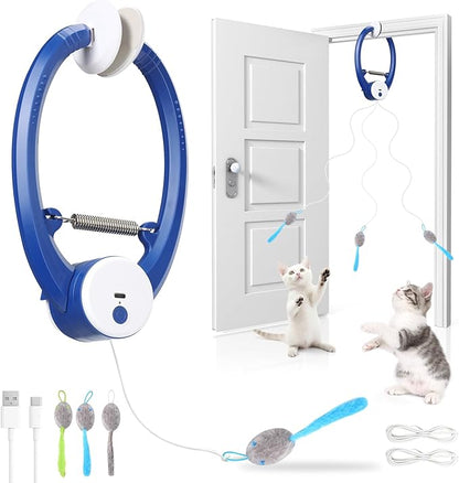 Interactive Cat Toys for Indoor Cats, Automatic Electric Flying Bird Feather Wand Toy, Rechargeable Electric Exercise Feather Toy for Bored Kittens and Adult Cats, Dark Blue