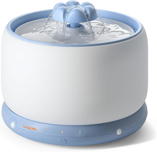 WOPET Wireless Cat Water Fountain, Cordless Ceramic Pet Water Fountain with 5000mAh Rechargeable Battery, 3L/101oz Premium Cat Water Dispenser for Cats & Small Dogs,Ultra Quiet & Triple Filtration