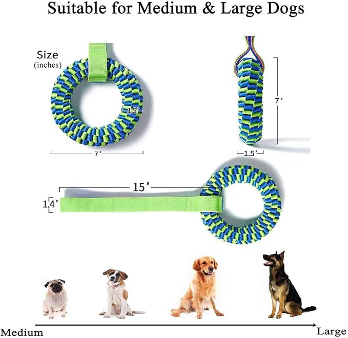 2 Pack Dog Toys for Aggressive Chewers, Tug of War Dog Toy, Dog Teeth Cleaning Toy, Dog Rope Toys for Medium and Large Dogs