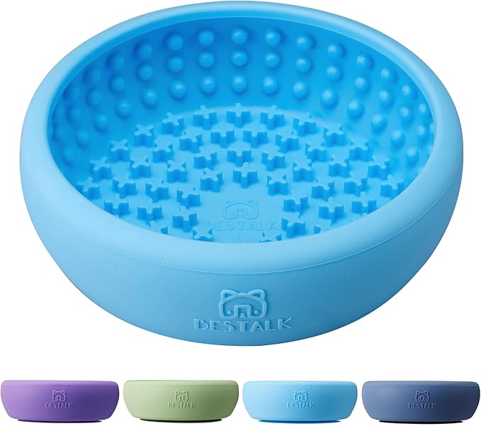 Dog Lick Bowl, Bestalk Anxiety Relief Lick Mat for Dogs, Non-Slip Freeze Licking Bowl Enrichment Puzzle Feeder for Distraction, BPA Free Silicone, Dishwasher Safe (Light Blue,S)