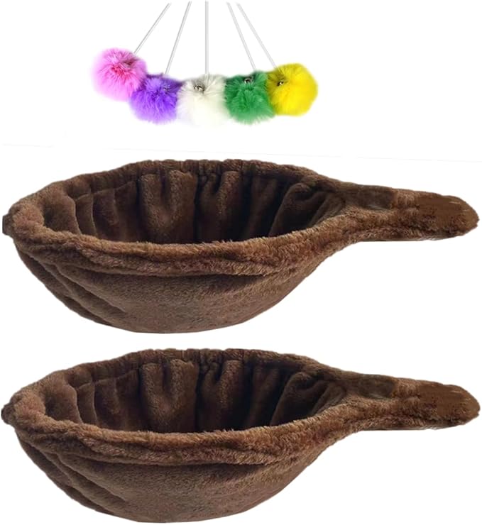 SHENGOCASE 14.6" 2-Pack Brown Nest Basket Lounger Hammock Bed Replacement for Cat Tree Tower, 5-Pack Hanging Toys, Cat Tree Accessories Hammock Attachment (Large 2pcs, Brown)