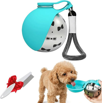Portable Dog Water Ball - 2-in-1 Portable Dog Water Bottle and Bowl for Small Dogs, Portable, Leak-Proof & Perfect for Travel, 304 Stainless Steel, Suitable for Walks and Hik (Blue*A)