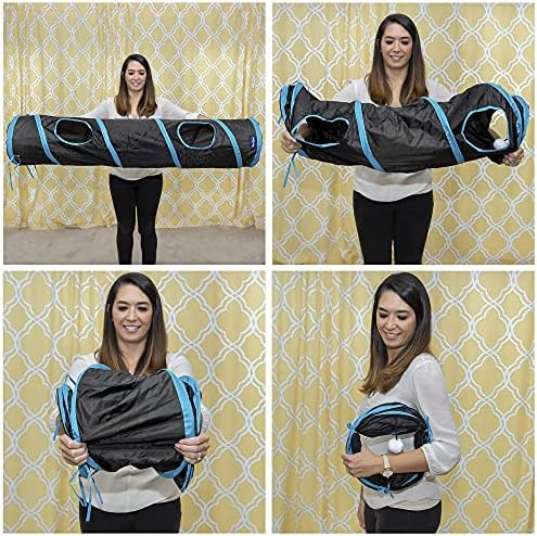 PetLike Cat Tunnel for Indoor Cats Collapsible Pop-up Pet Tube Peek Hole Hideaway Play Toys for Cats with Ball - Image 6