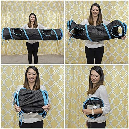 PetLike Cat Tunnel for Indoor Cats Collapsible Pop-up Pet Tube Peek Hole Hideaway Play Toys for Cats with Ball - Image 6