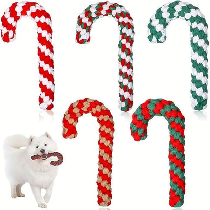 2PCS Candy Cane Rope Toys,Cotton Rope Toys and Christmas Decoration,Christmas Chew Toys for Puppy Small Pet Medium Large Dog Chewing Teething Clean and Training (red White/Green red)