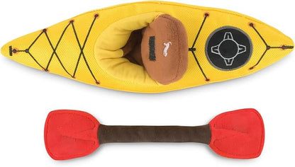 P.L.A.Y. Cute Plush Dog Toys - Camping, Outdoor Themed Durable Squeaker Chew Toy, Great for Puppies & Small, Medium, Large Dogs - Machine Washable, Recycled Materials (Camp Corbin K9 Kayak)