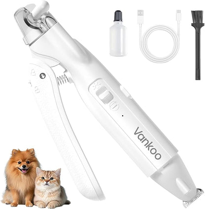 2 in 1 Dog & Cat Nail Clippers & Trimmers with LED Lights, Splash Guard - Pet Hair Trimmer for Around Paws, Ear, Eye,Face, Rump Rechargeable & IPX7 Waterproof Grooming Supplies for Dog, Cat