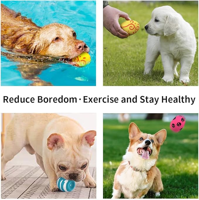 SCHITEC Dog Squeaky Toy, Latex Bouncy Egg Balls with Squeaker for Puppy Small Pet Dogs, Soft Rubber Sound Toys for Interactive Fetch Play