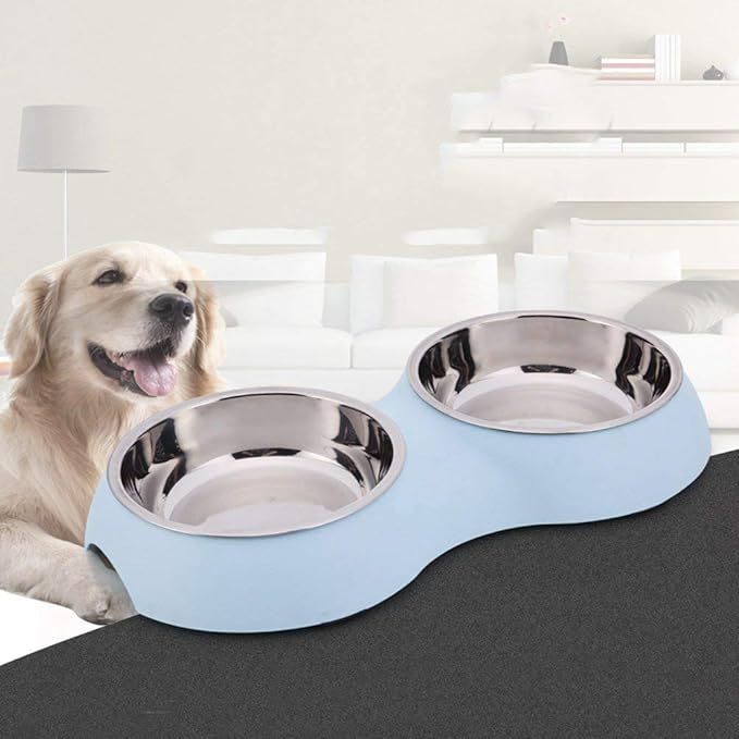 WenYing Pet Dog Cat Basic Bowls for Small Medium Dogs, Blue, Set of 2