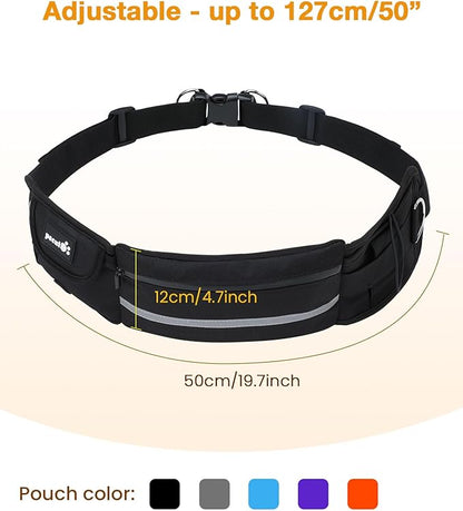 Pecute Dog Leash Hands Free with Pouch, Waist Belt Fanny Pack with Soft Pads, Dual Handles and Durable Bungee for Walking, Dog Seat Belt, Hiking, Running, Training, Orange(Up to 180lbs)