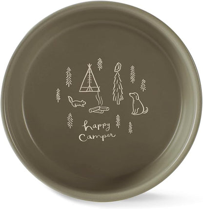 Fringe Studio Stoneware Pet Bowl, Medium, Happy Camper (479006)
