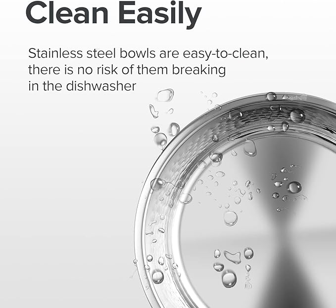 URBUDDIES 2 Pack Hammered Stainless Steel Dog Bowls, Premium Metal Dog Bowls with Non Slip Rubber Bottom, Dishwasher Safe, Easy to Clean, 8 Cup, Gray Bottom