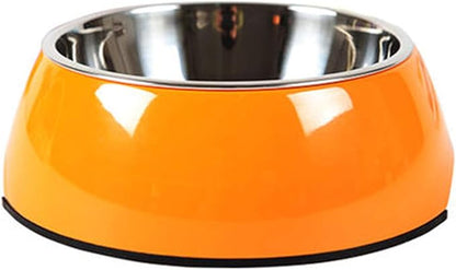Pet Bowls Stainless Steel Dog Cat Pet Bowl Universal Pet Water and Food Bowls 4 Sizes and 5 Colors Available (S, Orange)