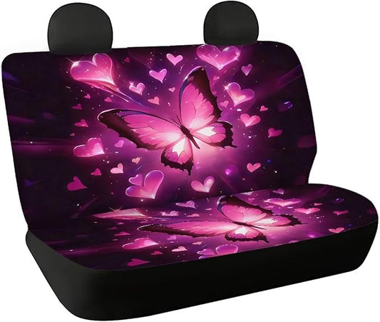 AFPANQZ 3D Butterfly Car Seat Cover for Rear Bench Seats Polyester Fabric Protects Against Dirt Pet Fur Dog Hair, Easy to Install with Universal Fit for Cars Trucks and SUV