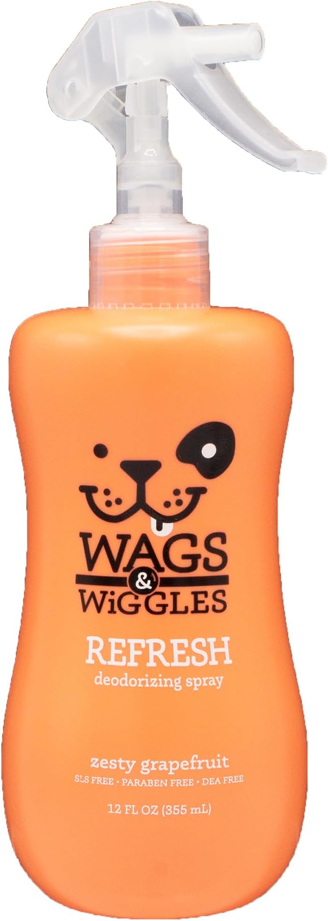 Wags & Wiggles Refresh Dog Deodorizing Spray in Zesty Grapefruit Scent - Long Lasting Dog Grooming Deodorizer Spray - Easy to Use to Combat Smelly Pet Odors, 12 Fl Oz