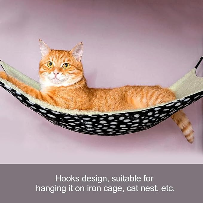 2pcs Reversible Cat Hammock Bed with Breathable Fabric 35x35cm, Hanging Pet Sleeping Bed for Indoor Cats, Black White Polka Dot and Zebra Pattern Pet Nest