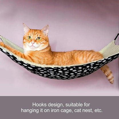 2pcs Reversible Cat Hammock Bed with Breathable Fabric 35x35cm, Hanging Pet Sleeping Bed for Indoor Cats, Black White Polka Dot and Zebra Pattern Pet Nest