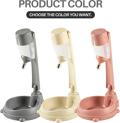 UPIT Standing Pet Water Dispenser and Food Bowl - Height Adjustable Dog Water Dispenser with Detachable Pole - Nonslip & Non-Spill Dog Water Bottle Dispenser - Dog Feeding Station (Ivory)