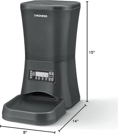 DOGNESS 9L Dog Feeders for Large Dogs, Automatic Dog Feeder with Timer Extra Large, Programmable Auto Pet Food Dispenser Feeder, Portion Control, Voice Recording, Battery and Plug-in Power (Black)