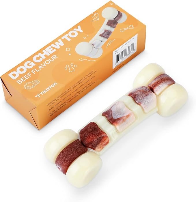 Tikaton Hammerbone Durable Dog Chew Toy for Aggressive Chewers, Beef Flavor Dog Toy, Medium