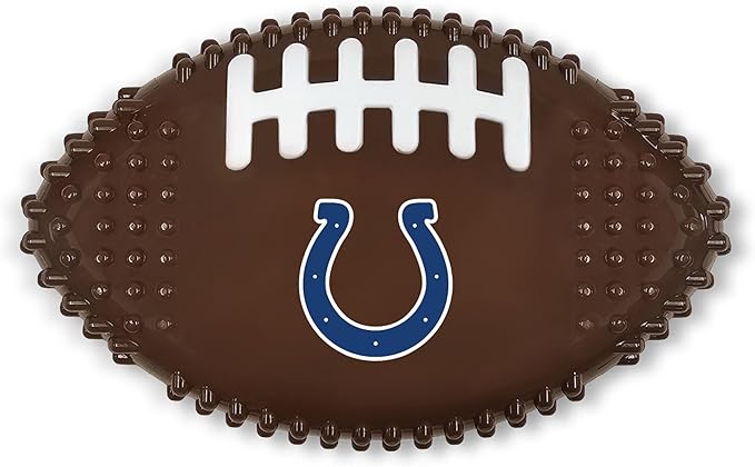 NFL Indianapolis Colts Mega-chew Hard Nylon Bacon-flavored Dog Bone Football Chew Toy Interactive Tasty Fun Dog Chewy Toys Indestructible Strong Durable Tough Pet Biting Playtoy for Aggressive Chewers