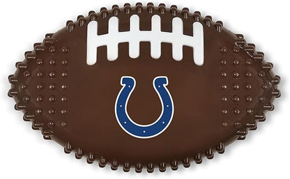 NFL Indianapolis Colts Mega-chew Hard Nylon Bacon-flavored Dog Bone Football Chew Toy Interactive Tasty Fun Dog Chewy Toys Indestructible Strong Durable Tough Pet Biting Playtoy for Aggressive Chewers
