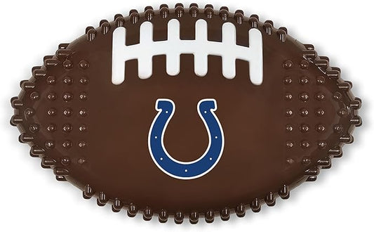 NFL Indianapolis Colts Mega-chew Hard Nylon Bacon-flavored Dog Bone Football Chew Toy Interactive Tasty Fun Dog Chewy Toys Indestructible Strong Durable Tough Pet Biting Playtoy for Aggressive Chewers
