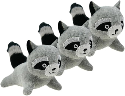 Raccoon Plush Dog Toy Squeaky Toy, Interactive Hide and Seek Replacement Dog Toys for Small & Medium Dogs (3Pcs Squeaky Raccoon)