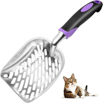Cat Litter Scoop -Metal Cat Litter Scoop-Upgrade Sturdy Mesh Scooper - Mesh Shovel-Easy to Clean - Suitable for Cat Litter Box -Purple-More