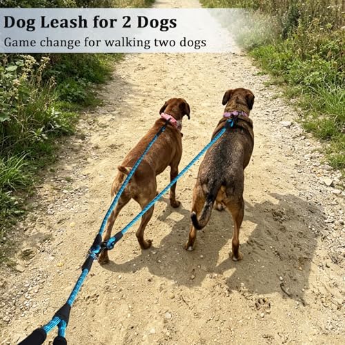 WYuZe 5 FT Double Dog Leash Detachable Rope Dual Leash for Two Dogs Blue - Image 5