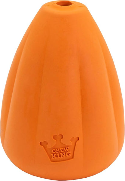 Chew King by Mammoth Premium Treat Dog Toy, Extremely Durable Natural Rubber Toy, Bacon Flavored Dog Treater, Medium - Orange
