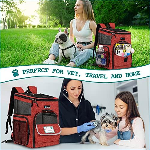 PetAmi Dog Backpack Carrier, Airline Approved 4-Way Entry Cat Bag, Red - Image 7